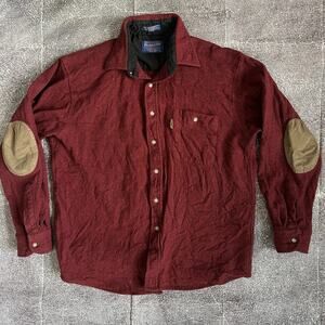 Men's Pendleton Wool Button Up Flannel Long Sleeve Elbow Patch Trail Shirt Sz S